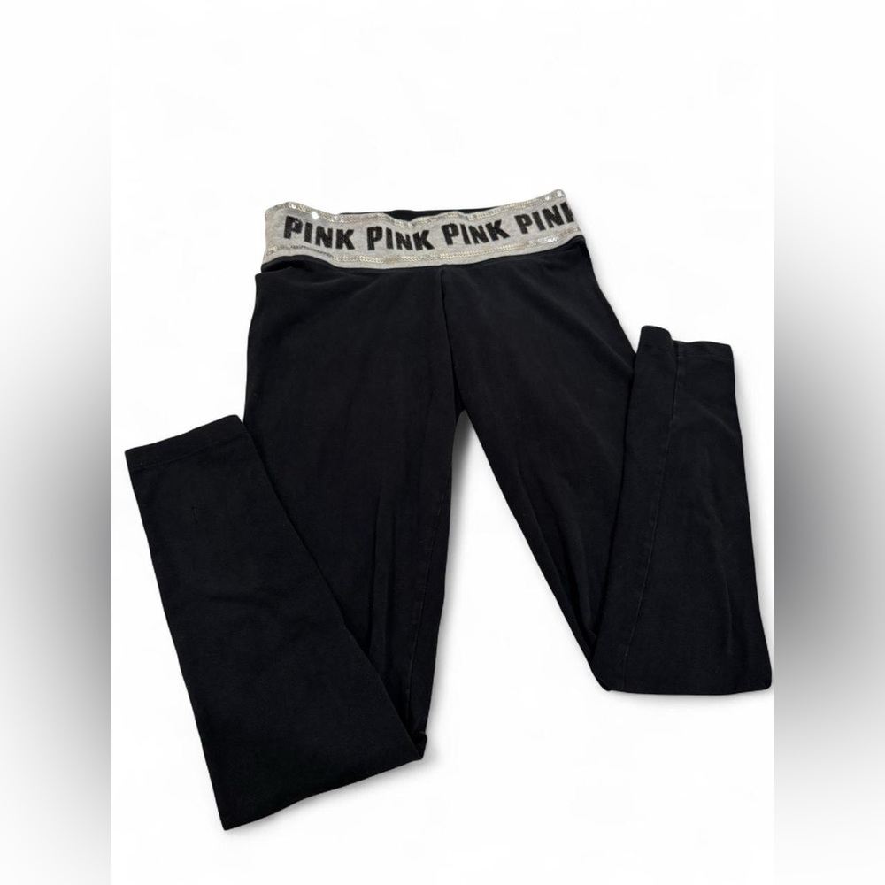 Victoria's Secret Black Leggings with Sequin Waistband